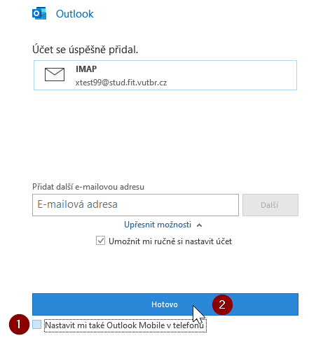 konfigurace MS Outlook