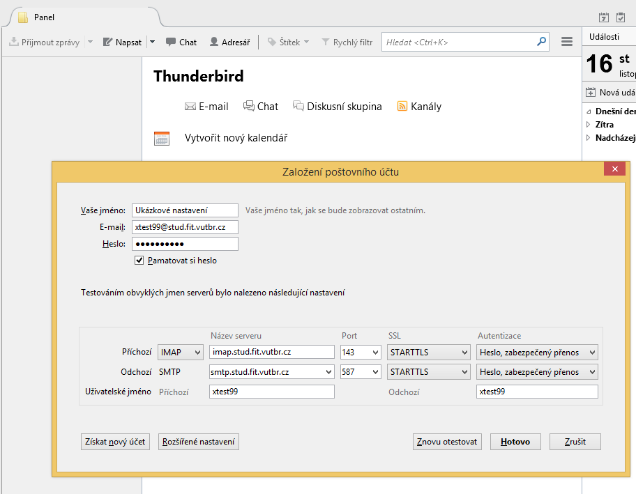 konfigurace Thunderbird